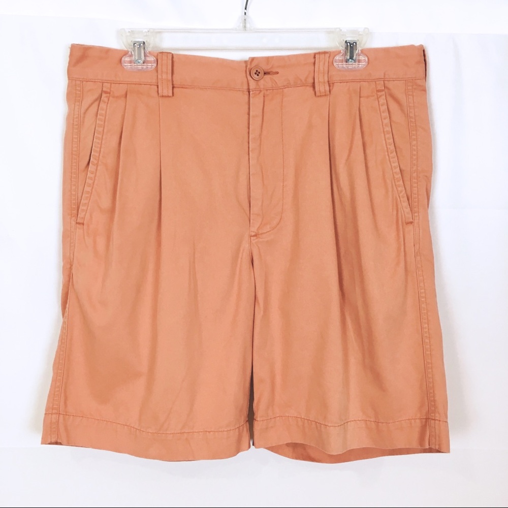 LL BEAN Cotton Pleated Shorts-Size 34/Inseam 9